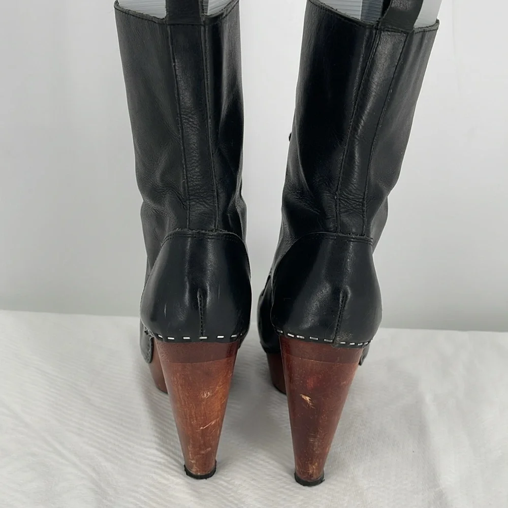 N.Y.L.A. Shonda Leather Platform Boot Womens High Heel‎ Strap Party Pump 7.5
